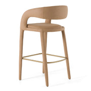 Faerron - Modern Tan Leatherette Bar Chair — view 4