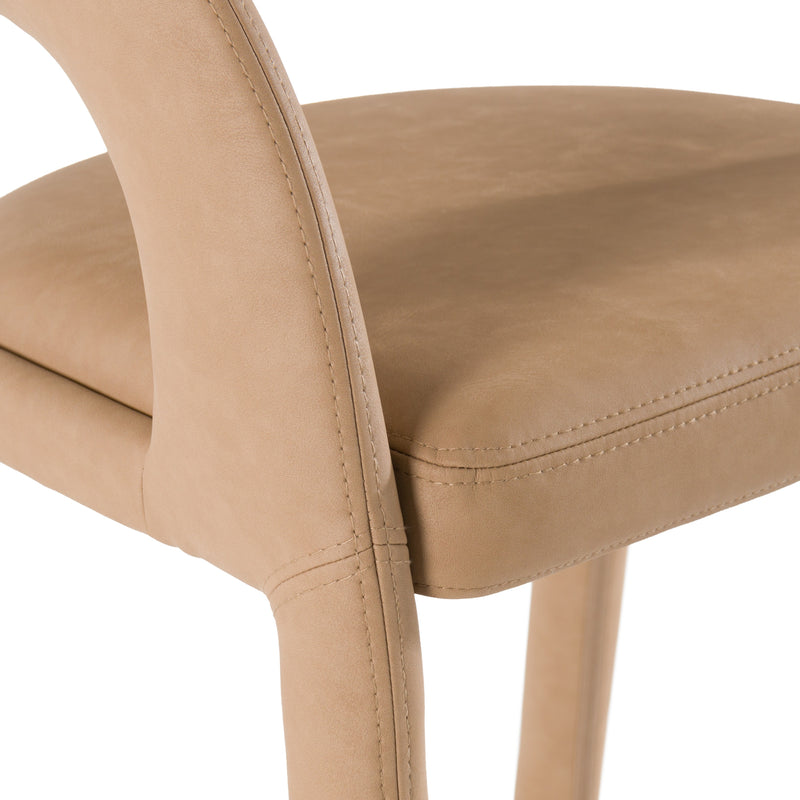 Faerron - Modern Tan Leatherette Bar Chair — view 5