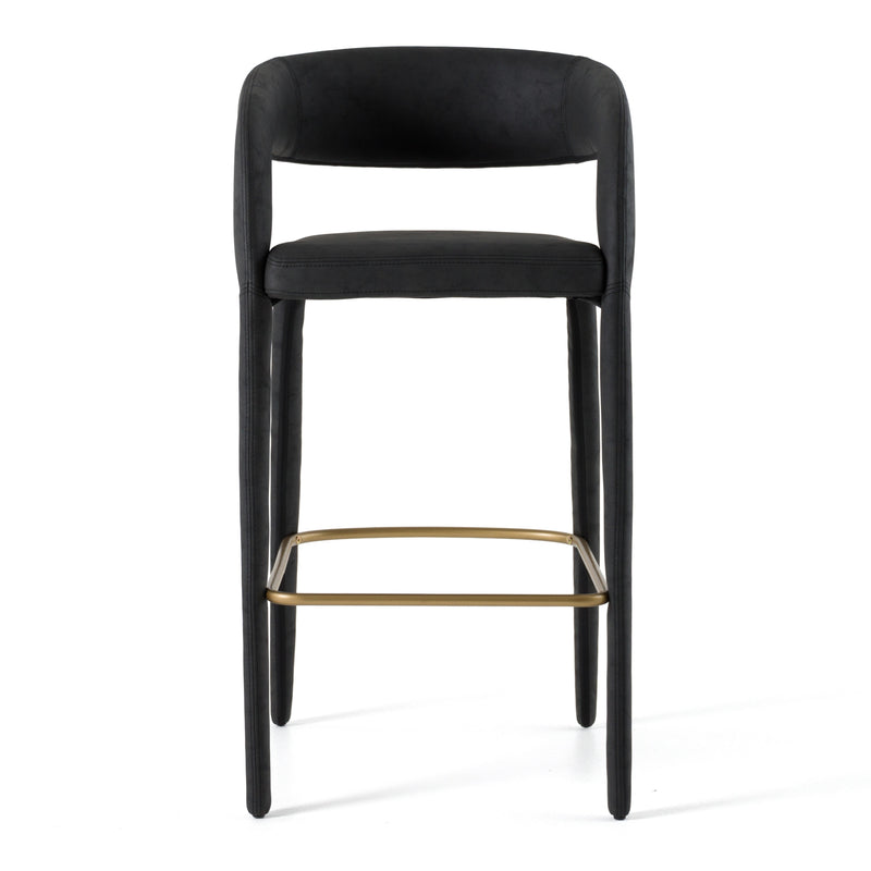 Faerron - Modern Black Leatherette Bar Chair