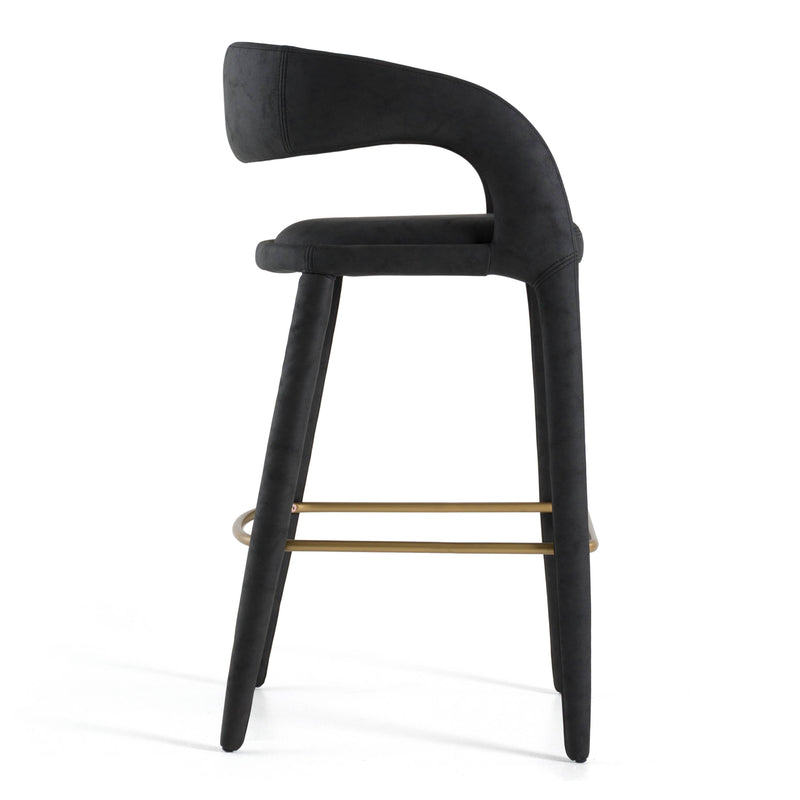 Faerron - Modern Black Leatherette Bar Chair — view 2