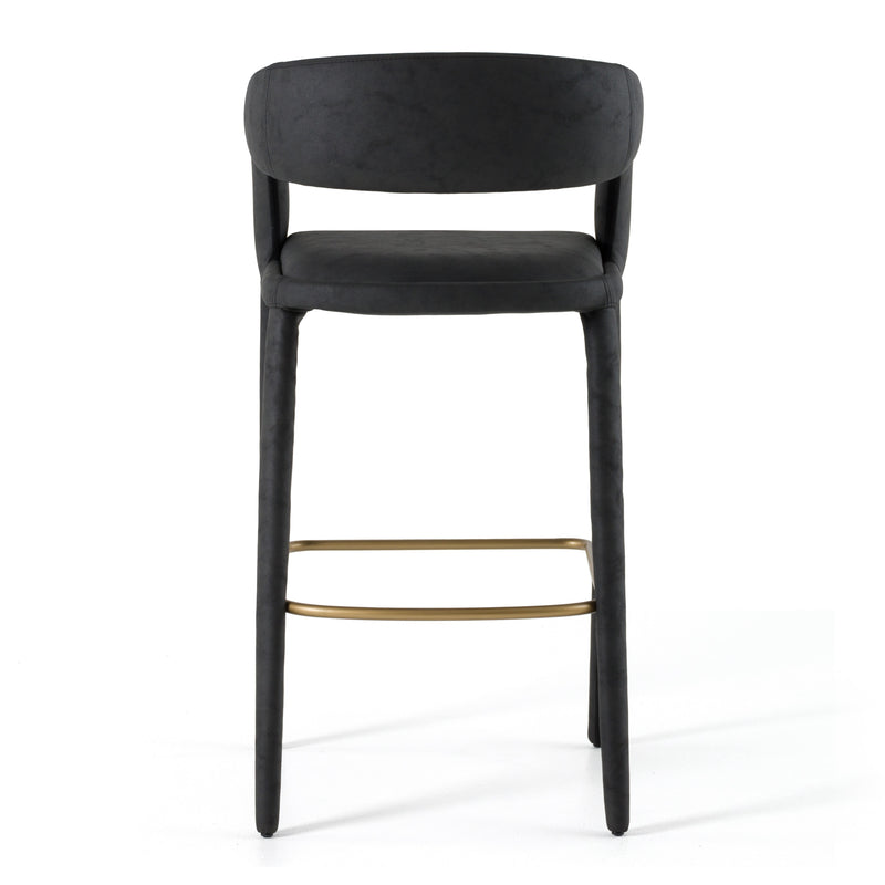 Faerron - Modern Black Leatherette Bar Chair — view 3