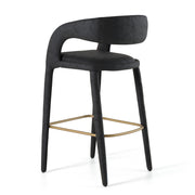 Faerron - Modern Black Leatherette Bar Chair — view 4