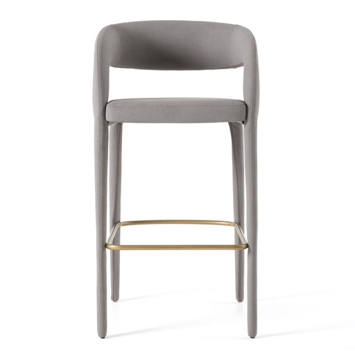 Faerron - Modern Grey Leatherette Bar Chair