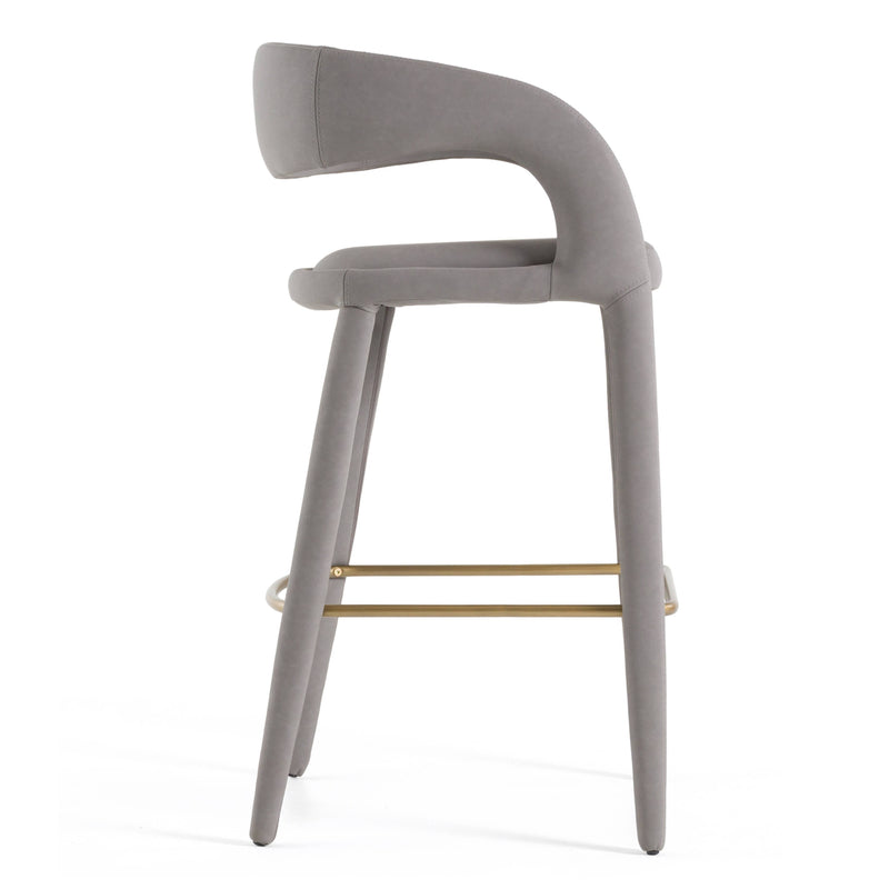 Faerron - Modern Grey Leatherette Bar Chair — view 2