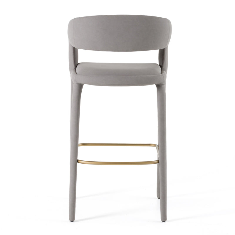 Faerron - Modern Grey Leatherette Bar Chair — view 3