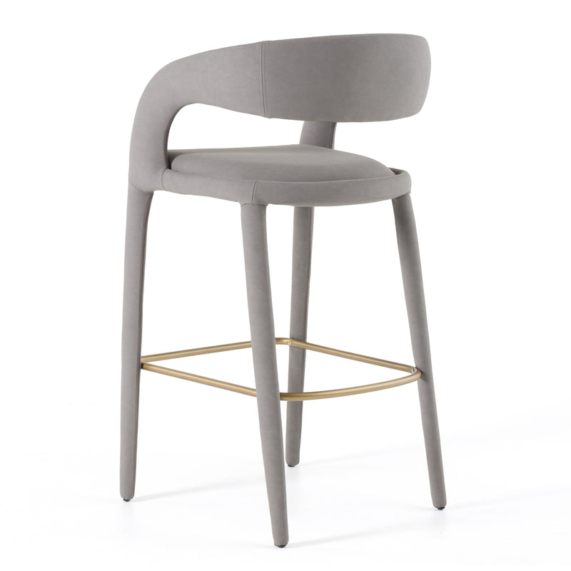 Faerron - Modern Grey Leatherette Bar Chair — view 4