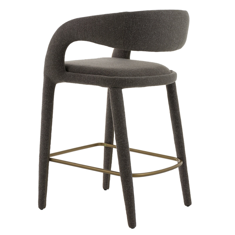 Faerron - Modern Grey Fabric Counter Chair — view 2
