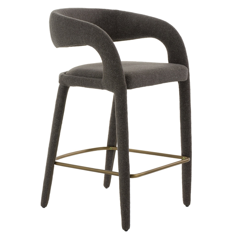 Faerron - Modern Grey Fabric Counter Chair — view 5