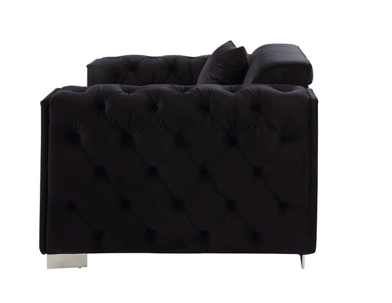 Trislar - Sofa With 4 Pillows (Same 52525) - Black Velvet - R&R Furniture Gallery (Fountain Valley, CA)