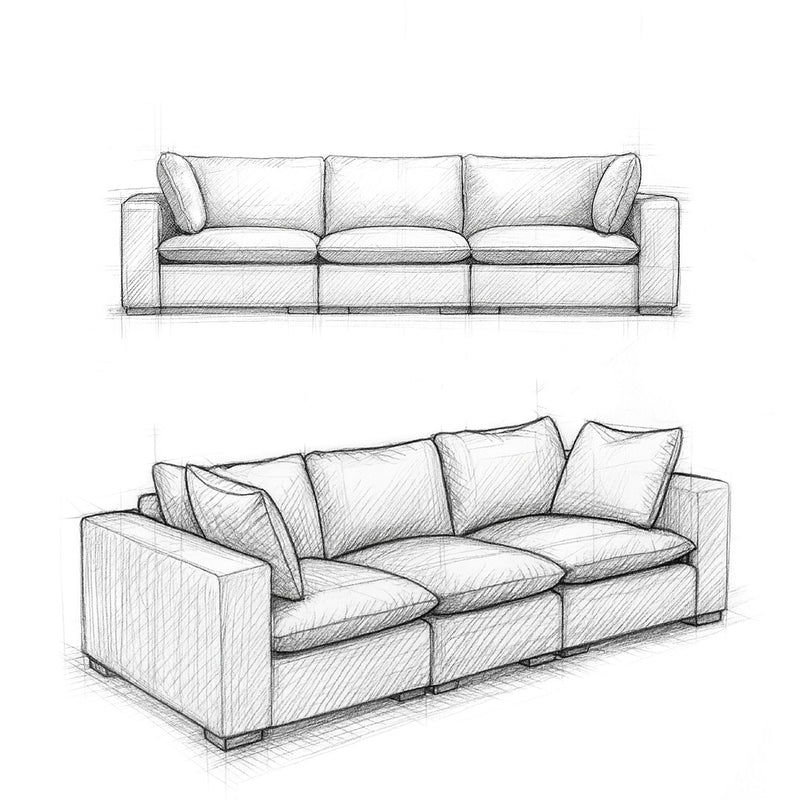 Handcrafted Jasmine stationary sofa by Simpli-Home featuring plush cushions and elegant fabric upholstery.