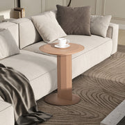 Mode - Leatherette Round C-Shaped Sofa Side Table - Saddle Brown - R&R Furniture Gallery (Fountain Valley, CA)