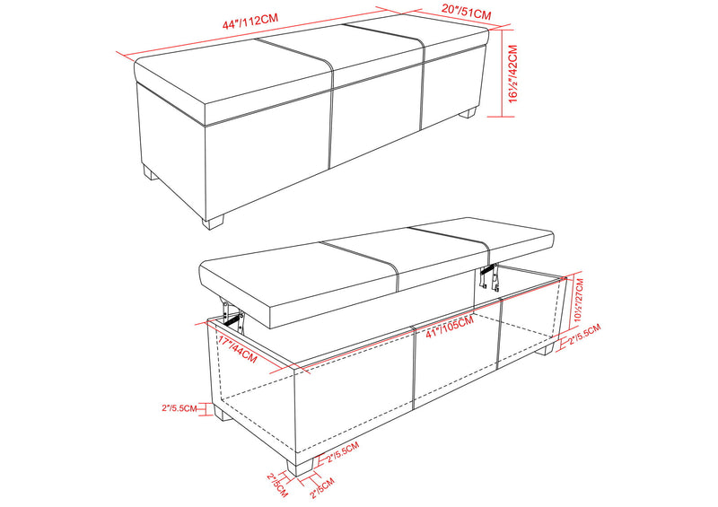 Avalon - Lift Top Rectangular Storage Ottoman - Tanners Brown - R&R Furniture Gallery (Fountain Valley, CA)