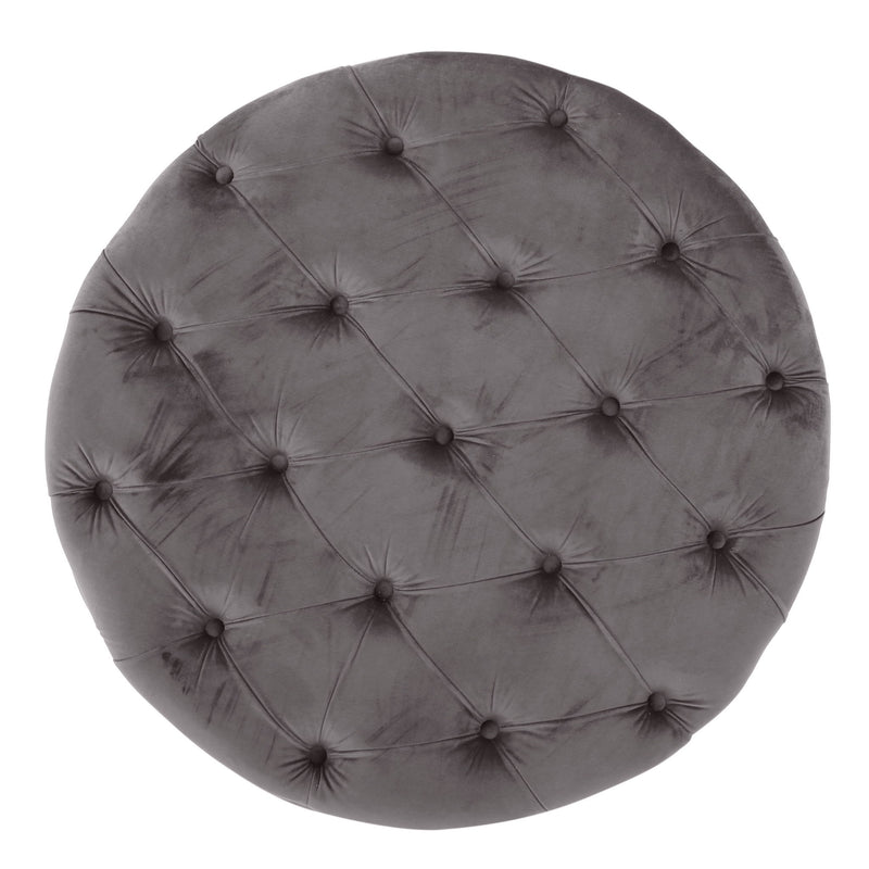 Noble House modern glam upholstered ottoman with plush fabric and sleek design, perfect as a stylish footrest or accent piece.