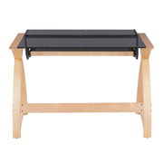 Lumi Source Bentley mid-century modern office desk with natural wood finish and black lift-top design, sleek and functional workspace furniture.