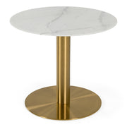 Fairway - Glam White Marble and Brushed Gold Tall End Table