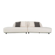 Falcone - Contemporary Off-White + Grey Bonded Leather Curved Sectional Sofa — view 4
