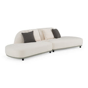 Falcone - Contemporary Off-White + Grey Bonded Leather Curved Sectional Sofa — view 5