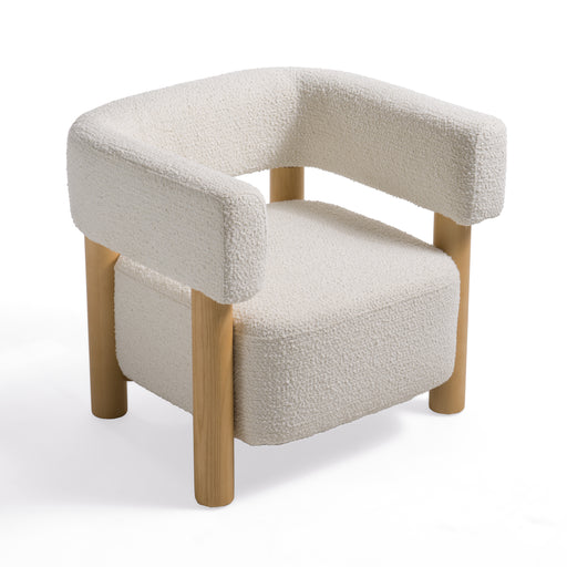 Fang - Modern White Fabric & Wood Accent Chair — view 2