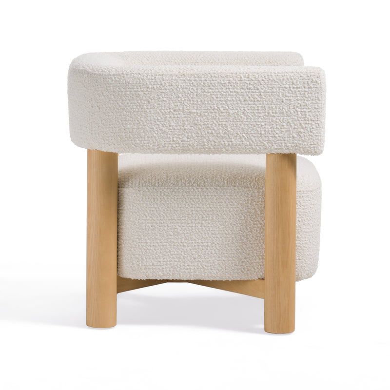 Fang - Modern White Fabric & Wood Accent Chair — view 3