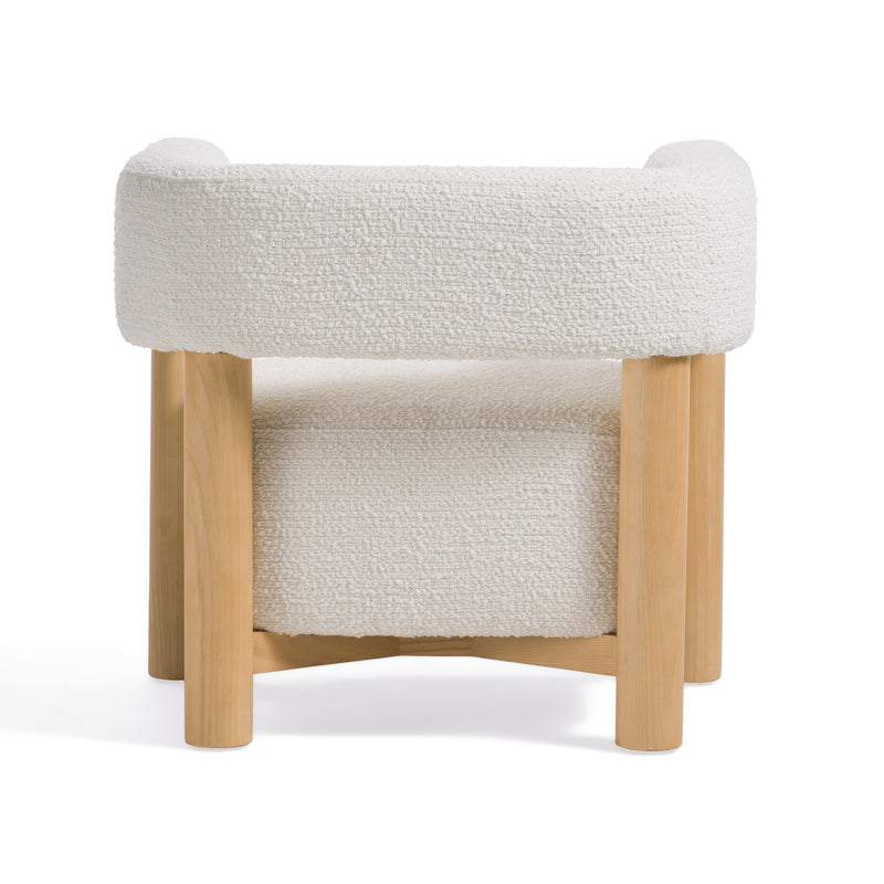 Fang - Modern White Fabric & Wood Accent Chair — view 4