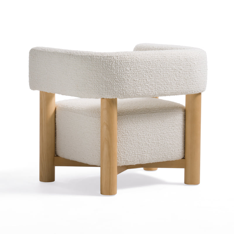 Fang - Modern White Fabric & Wood Accent Chair — view 5