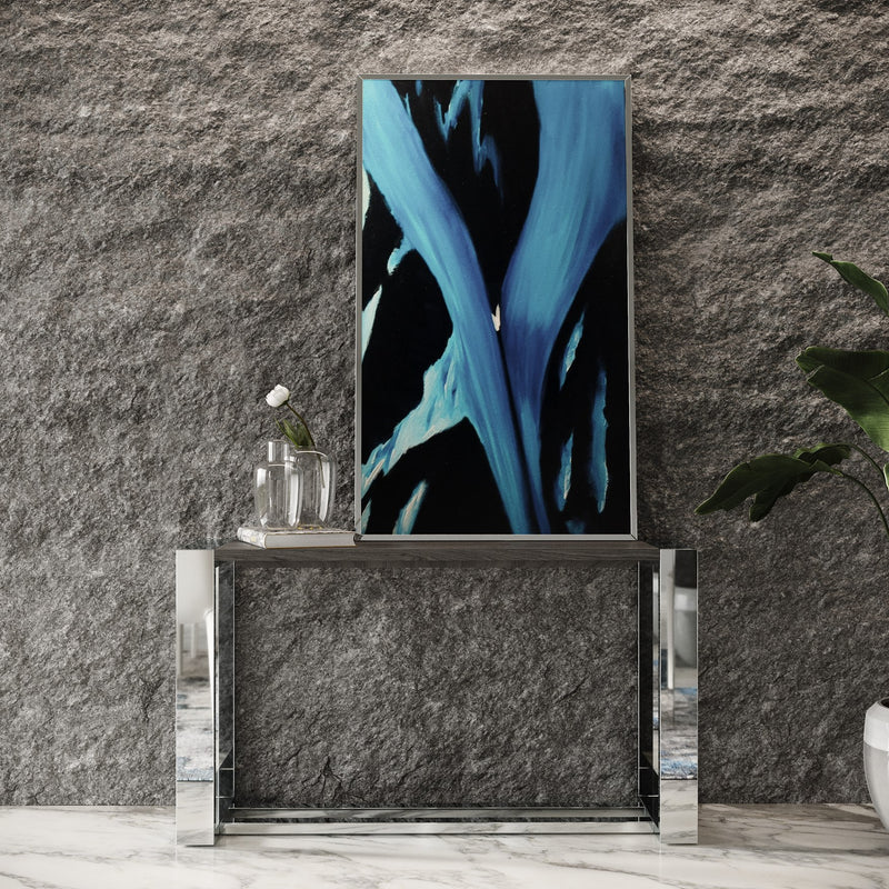 Fauna - Modern Grey Elm & Stainless Steel Console Table — view 2