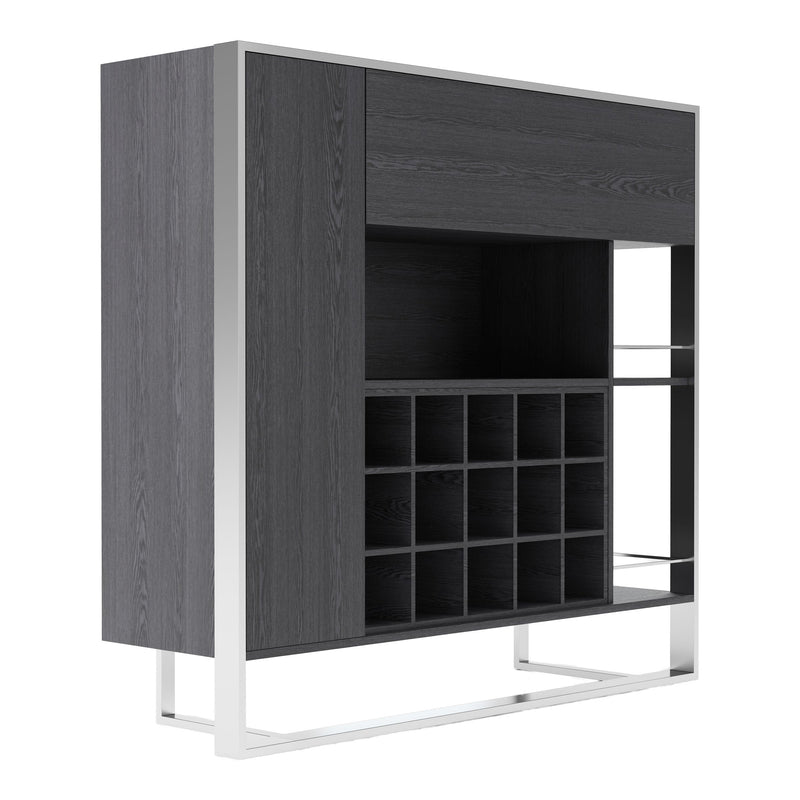 Fauna - Elm Grey & Stainless Steel Wine Cabinet — view 5