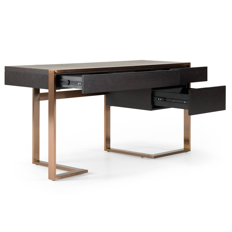 Modern Fauna Wenge and Brass Desk — view 5