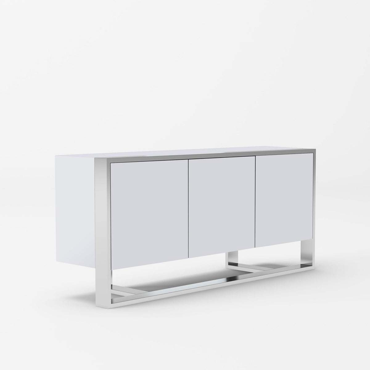 Fauna - Modern White High Gloss & Stainless Steel Buffet