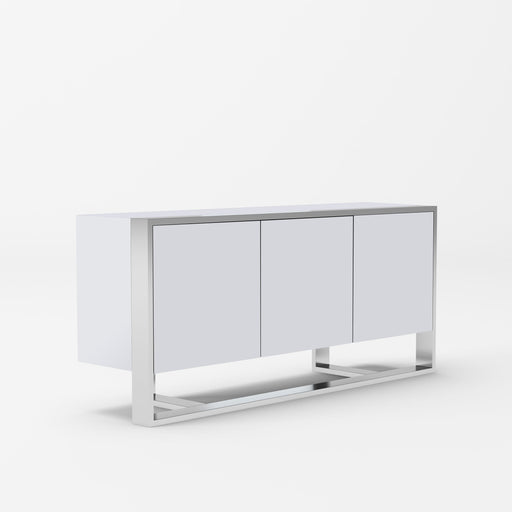 Fauna - Modern White High Gloss & Stainless Steel Buffet