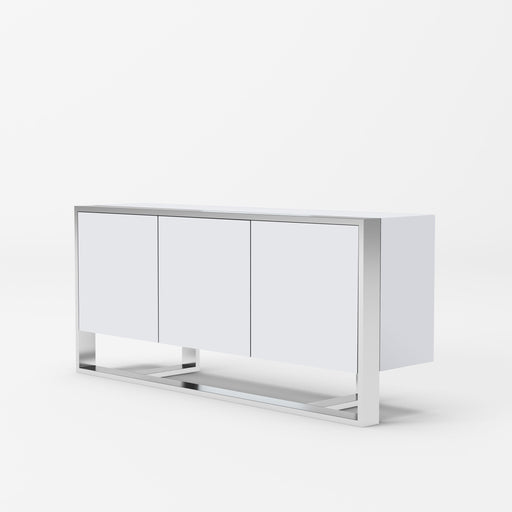 Fauna - Modern White High Gloss & Stainless Steel Buffet — view 2