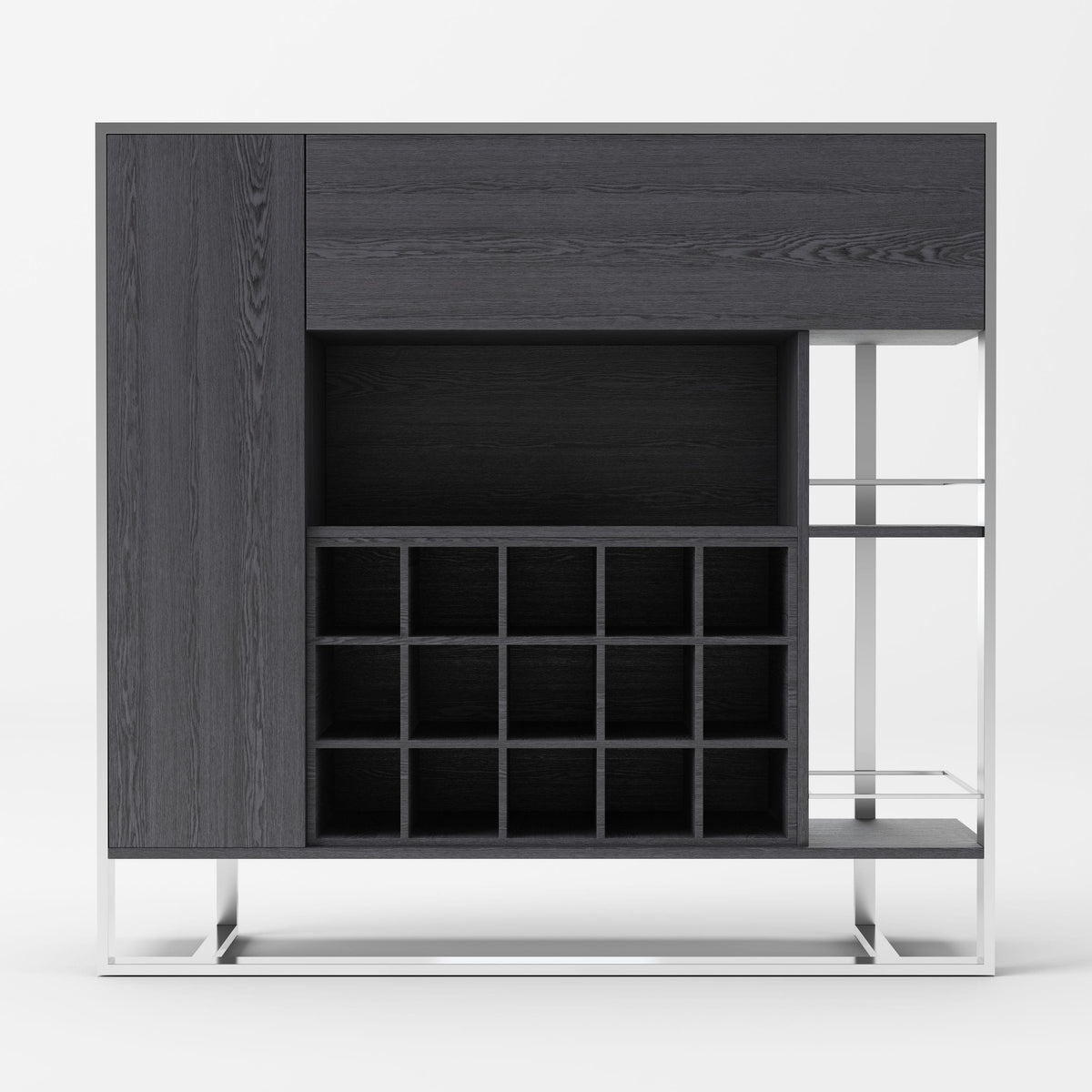 Fauna - Elm Grey & Stainless Steel Wine Cabinet — view 2