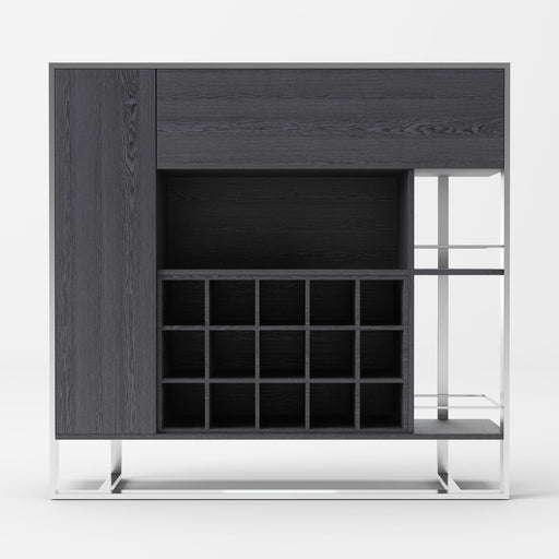 Fauna - Elm Grey & Stainless Steel Wine Cabinet — view 2