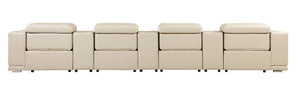 9762 - 7-Piece Italian Top Grain Leather Power Reclining Sofa With 4 Power Recliners - Beige