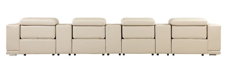9762 - 7-Piece Italian Top Grain Leather Power Reclining Sofa With 4 Power Recliners - Beige