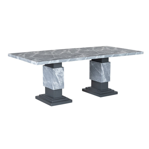 Michelle - Dining Table With Double Pedestal Marble Detailing - Gray - R&R Furniture Gallery (Fountain Valley, CA)