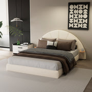 Queen Arched Bed With Small Table, Floor Standing Design - Beige - R&R Furniture Gallery (Fountain Valley, CA)