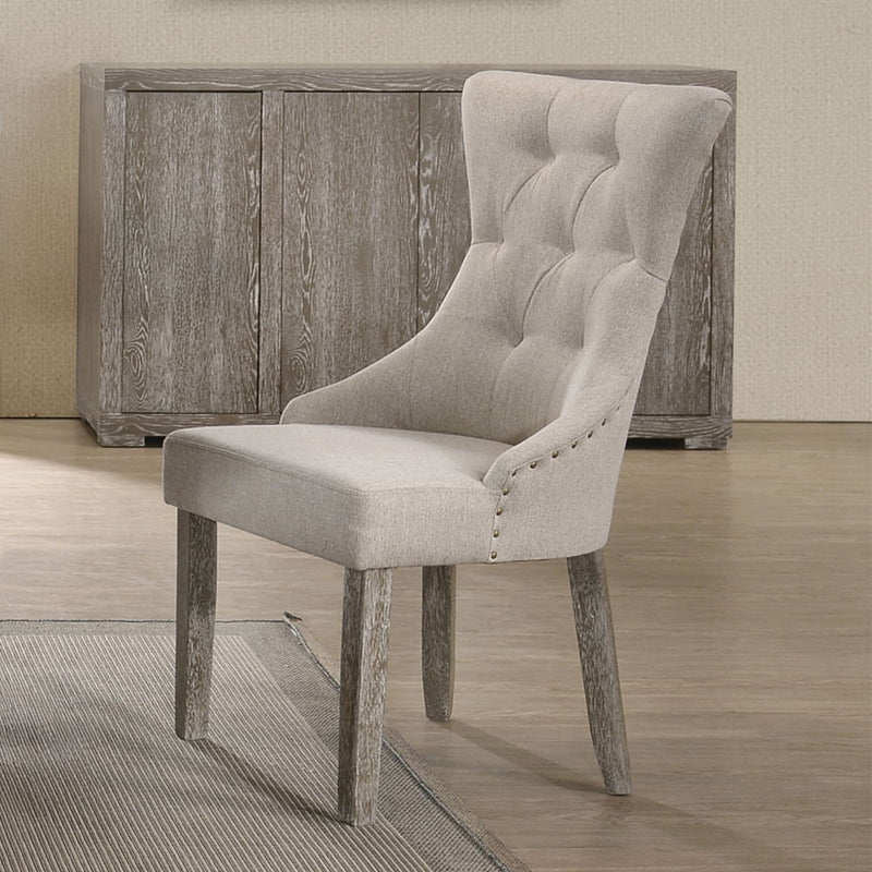 Gabrian - Side Chair (Set of 2) - Two-Tone Beige Fabric & Reclaimed Gray - R&R Furniture Gallery (Fountain Valley, CA)