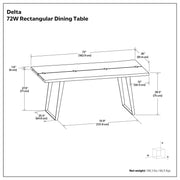 Handcrafted Delta dining table by Simpli-Home with a wooden top and sturdy legs in a modern dining room setting.