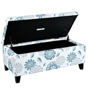Luxury Storage Ottoman With Floral Patterned Fabric, Soft-Close Hinges, Multi Functional - R&R Furniture Gallery (Fountain Valley, CA)
