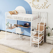Loft Bed With Desk And Grid, Stylish Frame With Lateral Storage Ladder And Wardrobe - R&R Furniture Gallery (Fountain Valley, CA)