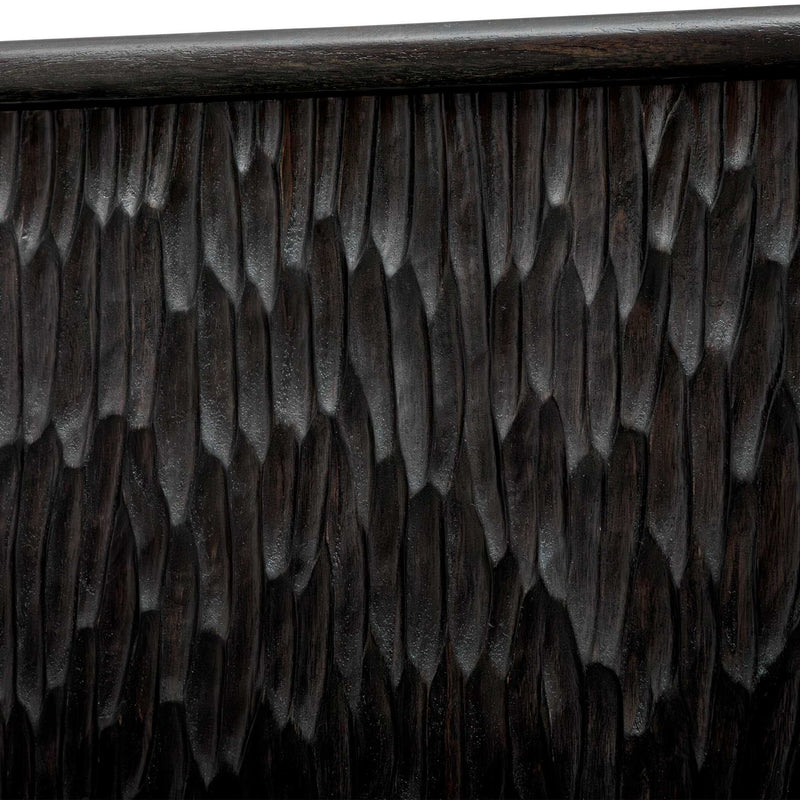 Stevenson - Chiseled 4 Door Cabinet - Black / Brown / Woodtone