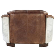 Brancaster - Loveseat - Retro Brown Top Grain Leather & Aluminum - R&R Furniture Gallery (Fountain Valley, CA)
