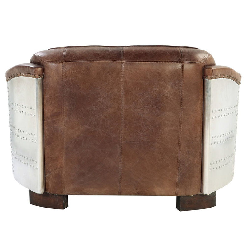 Brancaster - Loveseat - Retro Brown Top Grain Leather & Aluminum - R&R Furniture Gallery (Fountain Valley, CA)