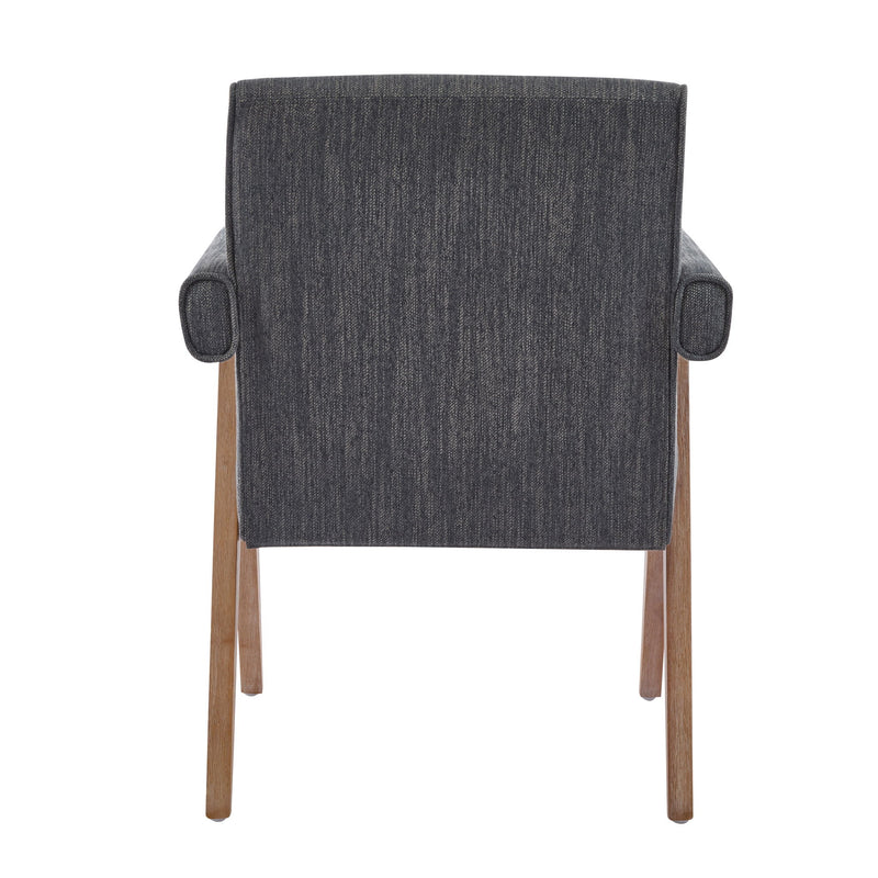 Contemporary Poppy Fabric Dining Armchair With Rubberwood Legs - R&R Furniture Gallery (Fountain Valley, CA)