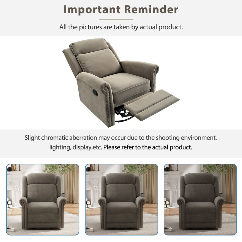 360 Degrees Swivel Recliner Manual Rocking Recliner Home With Adjustable Backrest - R&R Furniture Gallery (Fountain Valley, CA)