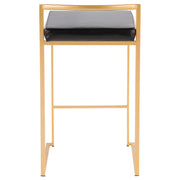 Set of two Lumi Source Fuji contemporary glam design counter stools with sleek wooden legs and upholstered seats.