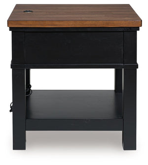 Wildenauer - Rectangular End Table - Brown / Black - R&R Furniture Gallery (Fountain Valley, CA)