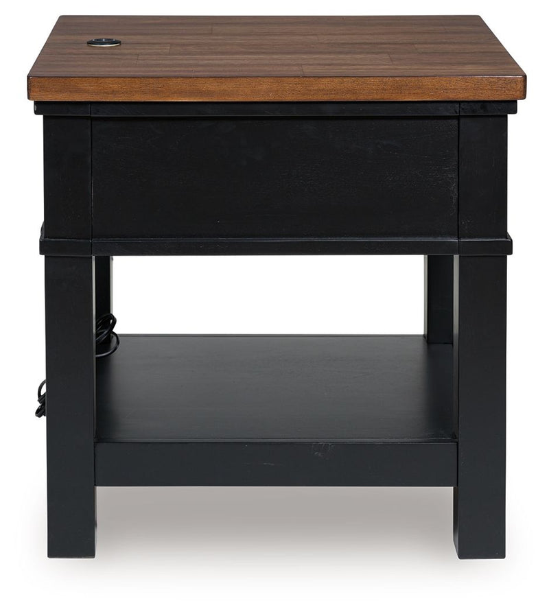 Wildenauer - Rectangular End Table - Brown / Black - R&R Furniture Gallery (Fountain Valley, CA)