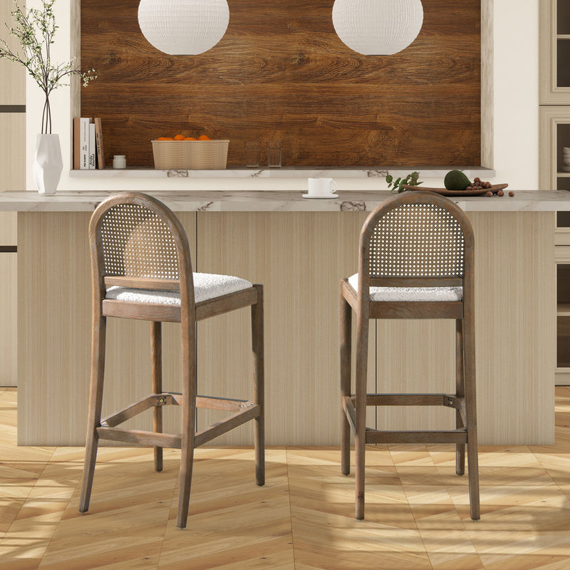 Panama - Curved Back Cane Bar Stool (Set of 2) - R&R Furniture Gallery (Fountain Valley, CA)